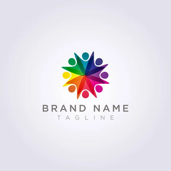 Logo Design es un grupo de personas que están felices por su negocio o marca — Archivo Imágenes Vectoriales