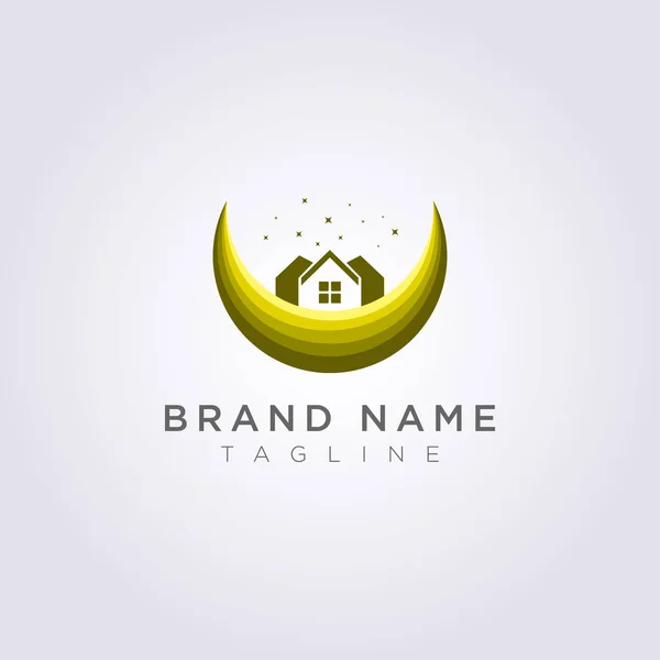 Design a home logo on the moon with stars for your Business or Brand