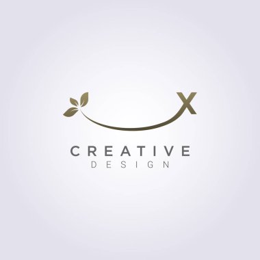 Vektör Yaprak Tasarım Simge Harf X