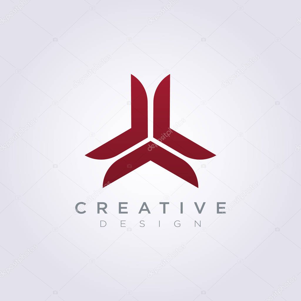 Abstract Triangle Decorative Propeller Vector Design Symbol Logo Template Icon.