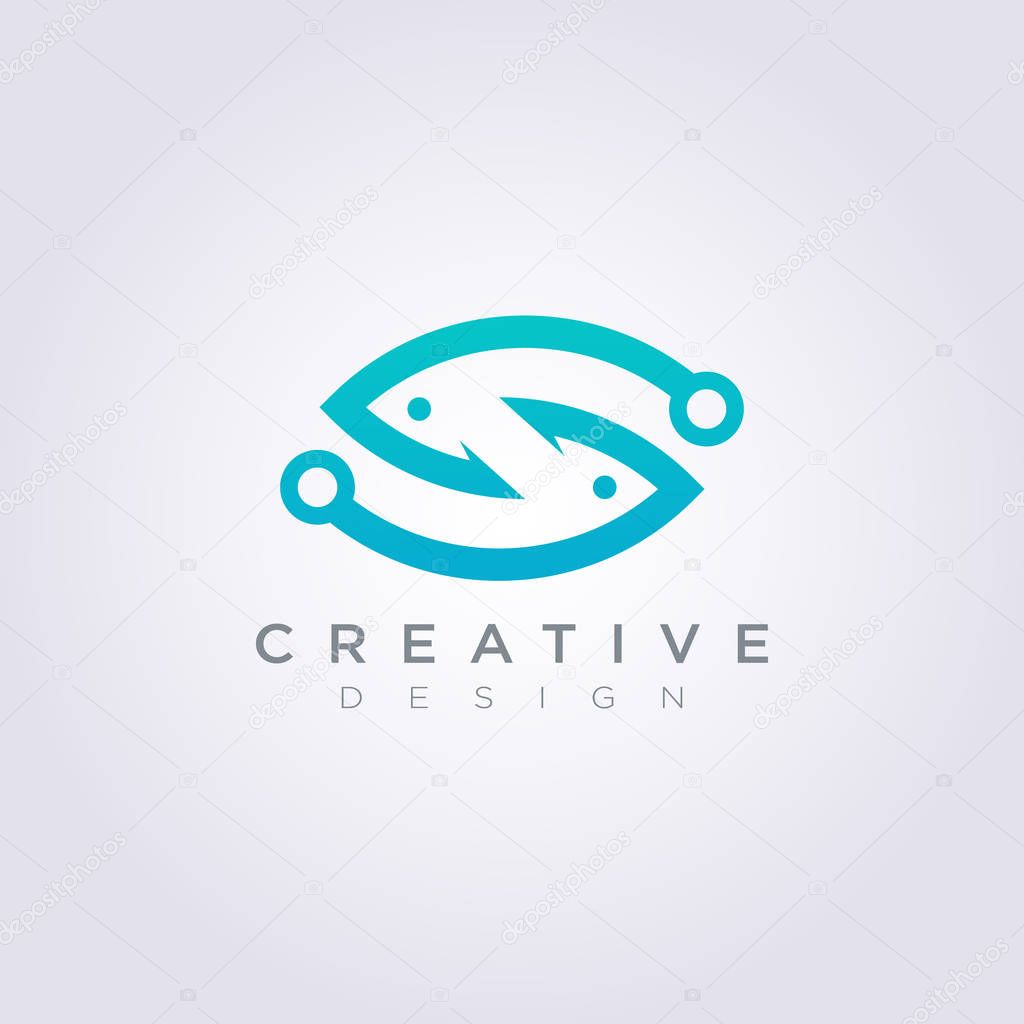 Hook Fish Illustration Design Clipart Symbol Logo Template