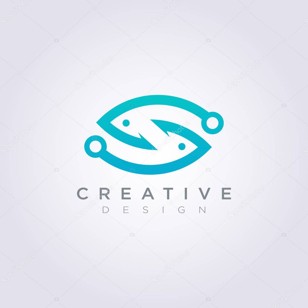 Hook Fishing Illustration Design Clipart Symbol Logo Template.
