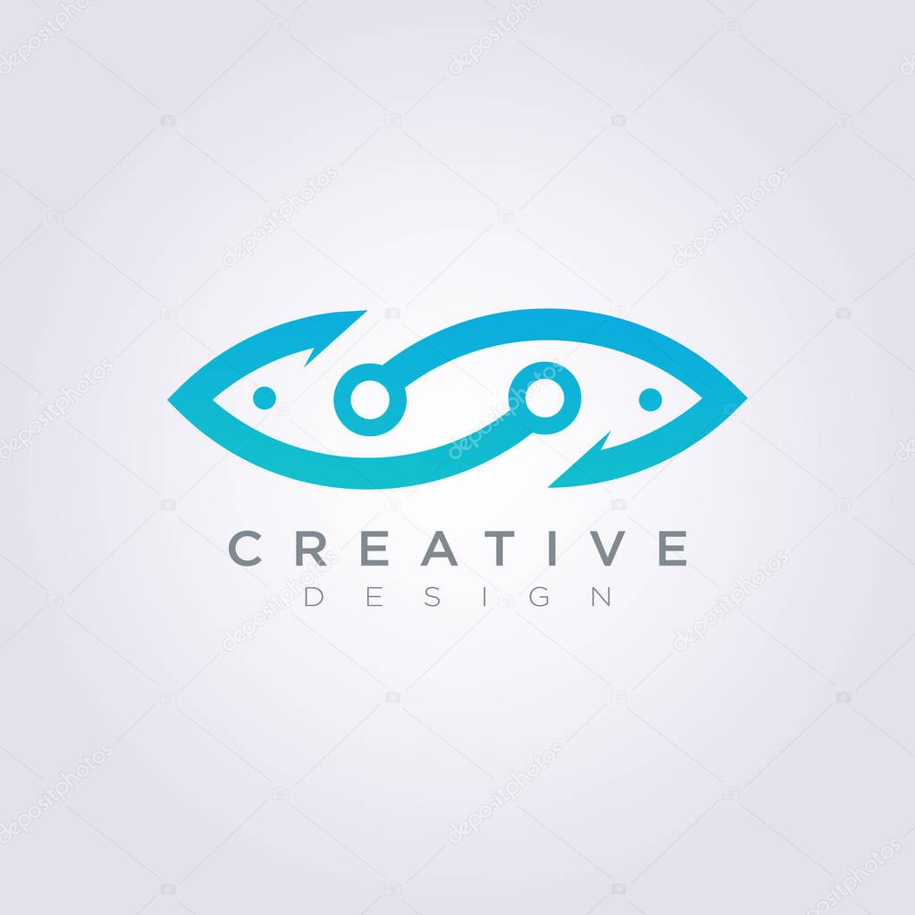 Hook Fish Illustration Design Clipart Symbol Logo Template