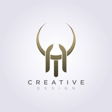 Harf T A Animal Horn Soyut Vektör İllüstrasyon Tasarım Clipart Symbol Logo Şablonu