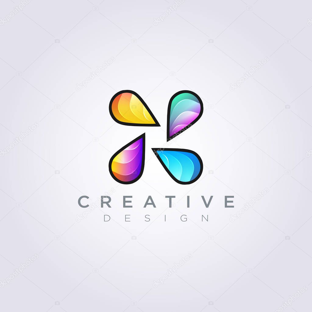 Water Drop Colorful Vector Illustration Design Clipart Symbol Logo Template