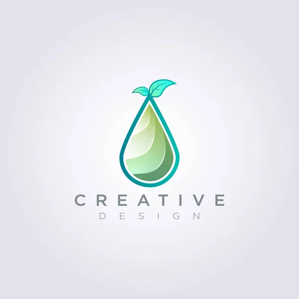 Üst Vektör İllüstrasyon Tasarım Clipart Symbol Logo Şablonu üzerinde yaprakları ile su granülleri — Stok Vektör