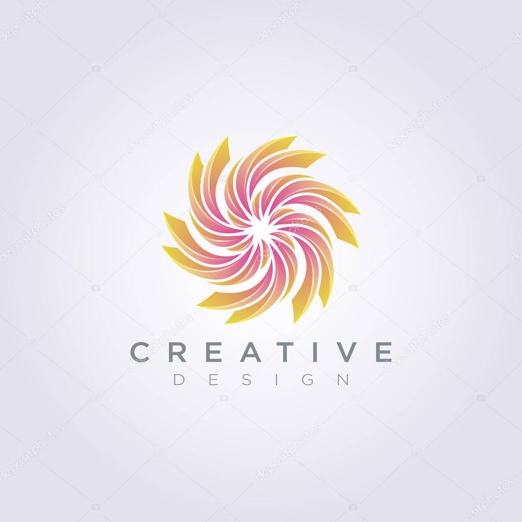 Circle Beautiful Flower Vector Illustration Design Clipart Symbol Logo Template