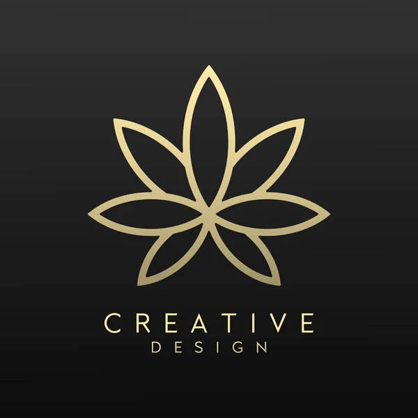 Hermoso, moderno y de lujo diseño de vectores de flores. Elegante símbolo de hoja para la salud, cosméticos, spa, salón o boutique. Logo femenino y plantilla de color dorado — Vector de stock