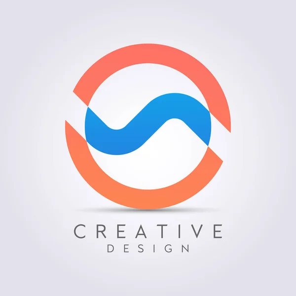 Поєднання кола, хвилі та букви S Векторна ілюстрація Дизайн Кліпарт Символ логотипу — стоковий вектор