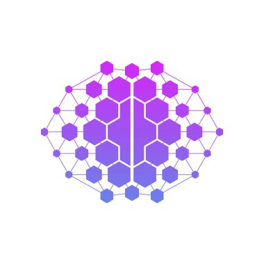 Modern bir formu olan beyin. Teknoloji işletmeleri için logo tasarımı