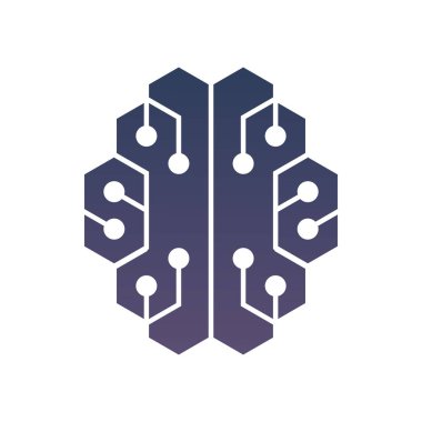 Modern bir formu olan beyin. Teknoloji işletmeleri için logo tasarımı