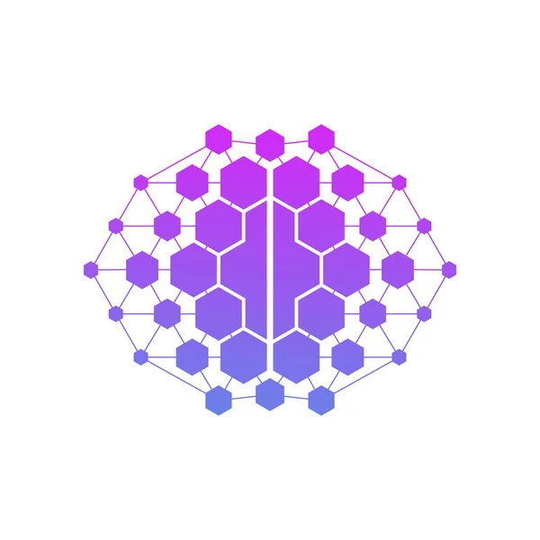 Das Gehirn mit einer modernen Form. Logo-Design für Technologieunternehmen — Stockvektor