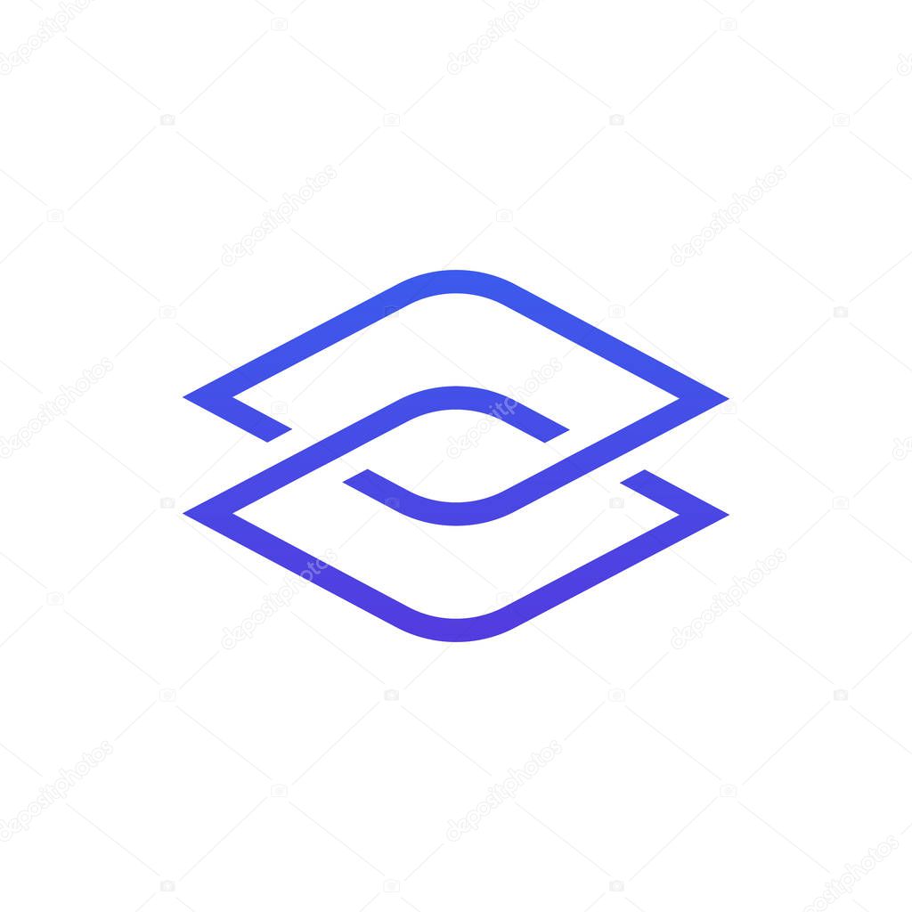 Rhombus in the form of a merged line. Logo design for brands and companies