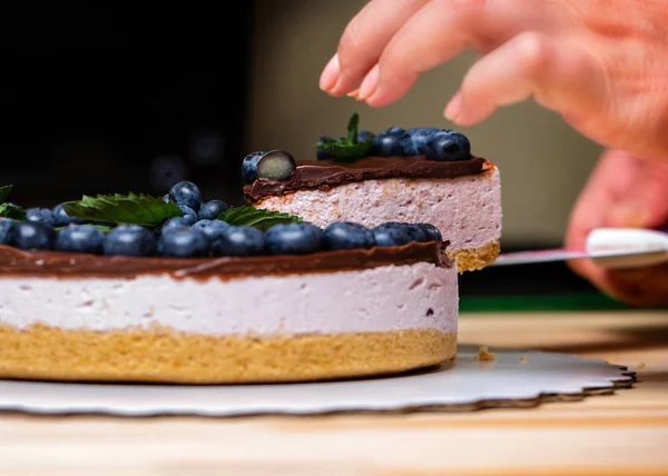Черничный йогуртовый пирог — стоковое фото