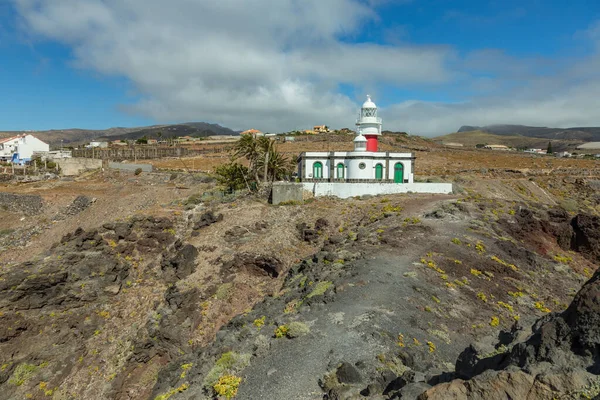 Lighthouse Faro de San Cristobal on Punta del Faro, located on a high rocky cliff in the vicinity of San Sebastian, the capital of the island of La Gomera, Canary Islands — Stock Photo, Image