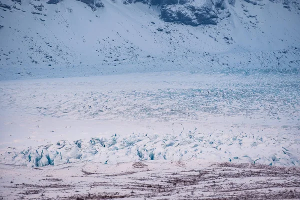 Dramatic Icelandic Landscape Winter Huge Glacier Covered Snow — Stock Photo, Image