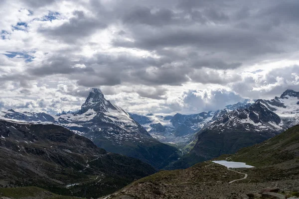 Vista Panorámica Matterhorn Monte Cervino Mont Cervin Pico Montaña Dramático — Foto de Stock