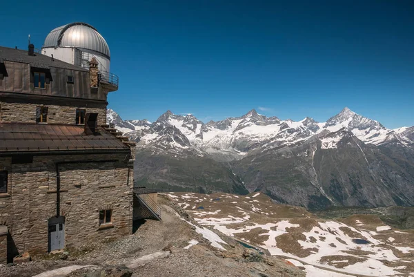 Vista Panorámica Los Alpes Del Valais Wallis Desde Observatorio Gornergrad — Foto de Stock