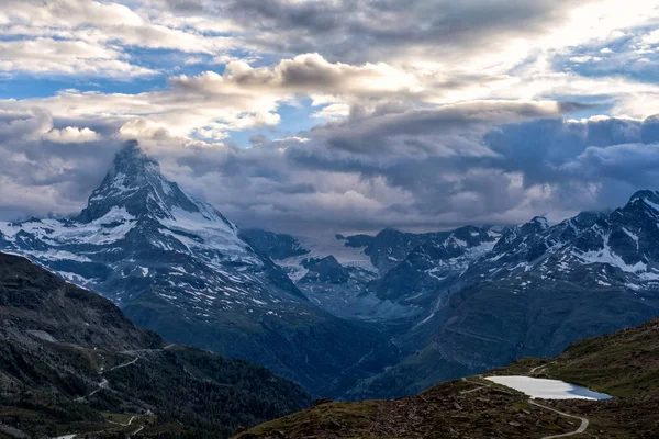 Scenic View Matterhorn Monte Cervino Mont Cervin Mountain Peak Dramatic — Stock Photo, Image