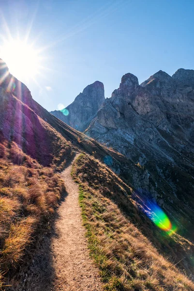 Bergsstig Stigar Dolomiterna Sydtyrolen Alpina Dal Höst Val Contrin Trentino — Stockfoto