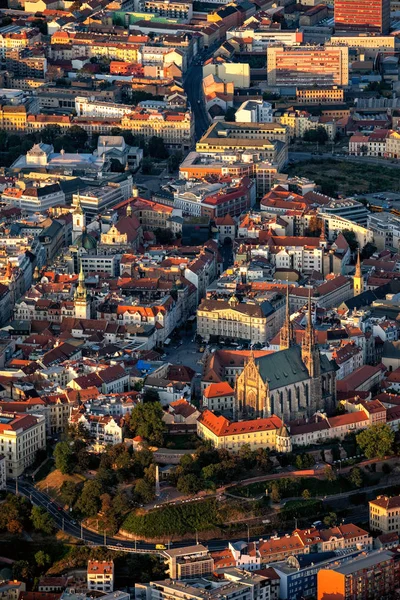 Flygfoto Över Historiska Centrum Brno Tjeckien Katedralen Peter Och Paul — Stockfoto