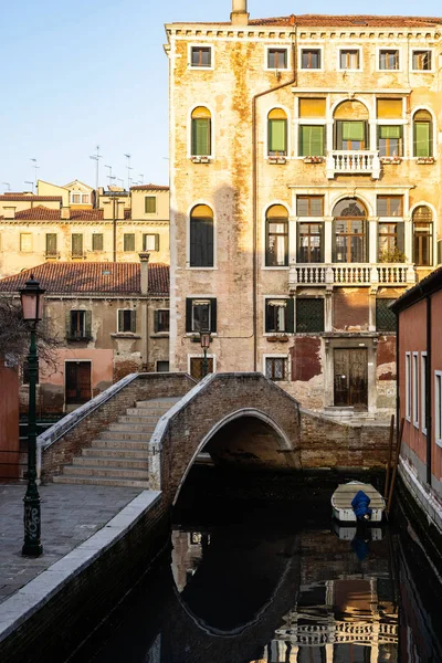 Classical Picture Venetian Canals Beautiful Evening Light — Stock Photo, Image