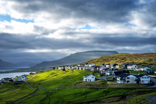 Dramatic Scene Faroe Islands Urban Development — ストック写真