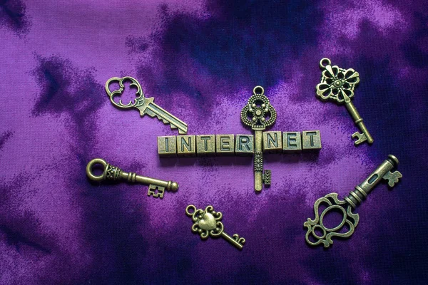 internet wording with metal letters and keys as business concept