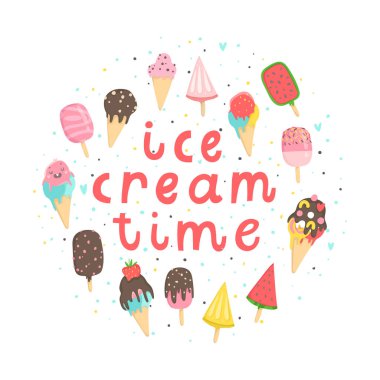 Dondurma ile yaz dikişsiz desen. Ambalaj kağıdı, kumaş, duvar kağıdı, arka plan tasarımı.