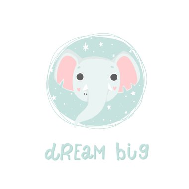 Sevimli fil Vektör illüstrasyon, rüya büyük 