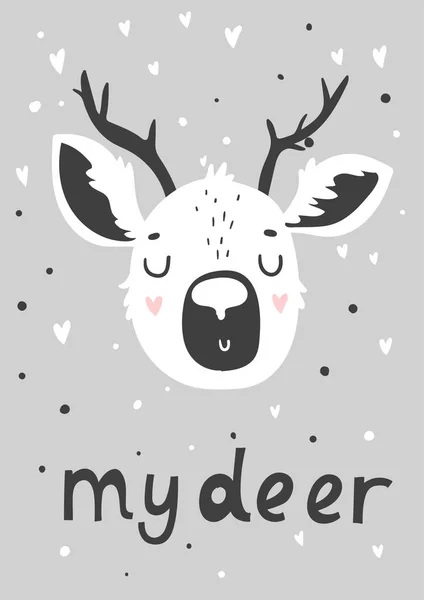 Cerf Mignon Sur Fond Romantique Mon Cerf — Image vectorielle