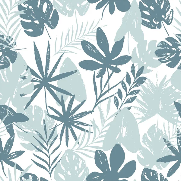 Romantique Motif Floral Sans Couture Avec Des Feuilles Tropicales — Image vectorielle