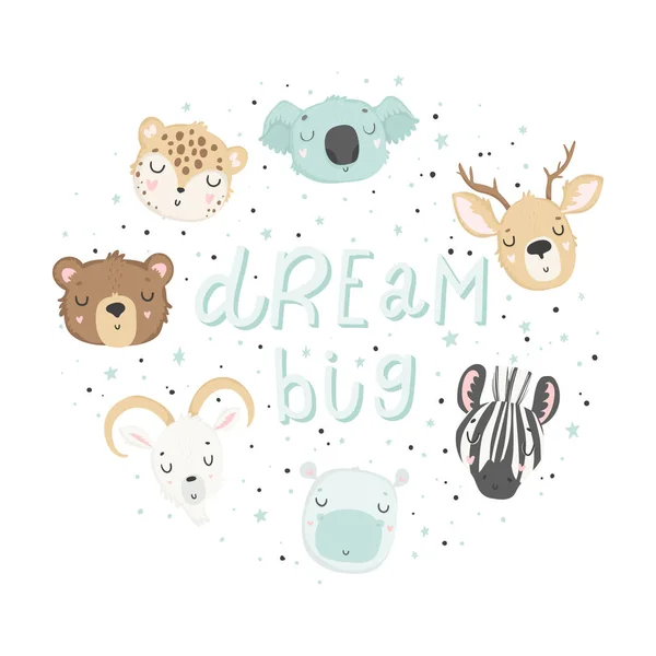 Милые Животные Мечта Большая Иллюстрация Векторная Графика