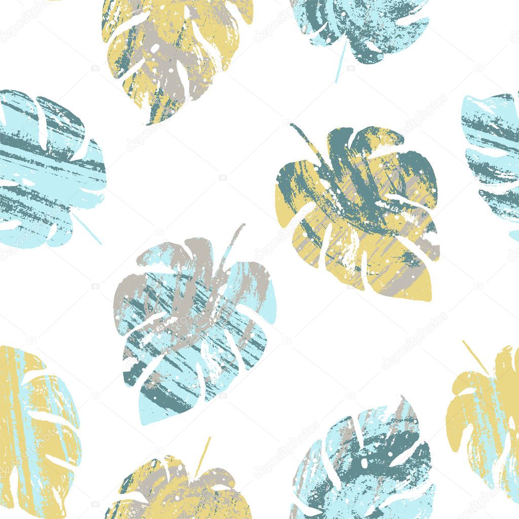 Romantic  seamless floral pattern with tropical leaves