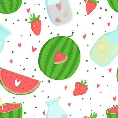 Dondurma ile yaz dikişsiz desen. Ambalaj kağıdı, kumaş, duvar kağıdı, arka plan tasarımı.