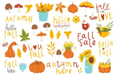 Renkli sonbahar illüstrasyon. Vektör 