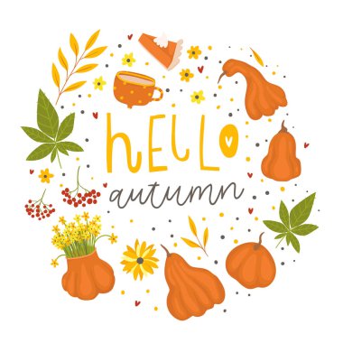 Renkli sonbahar arka planı. Vektör çizimi 