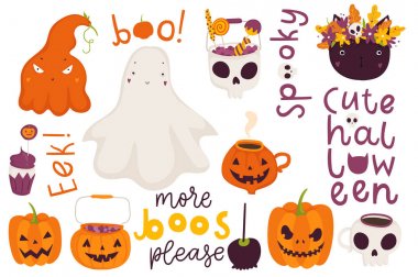 Vektör illüstrasyon. Cadılar Bayramı tatil kartı