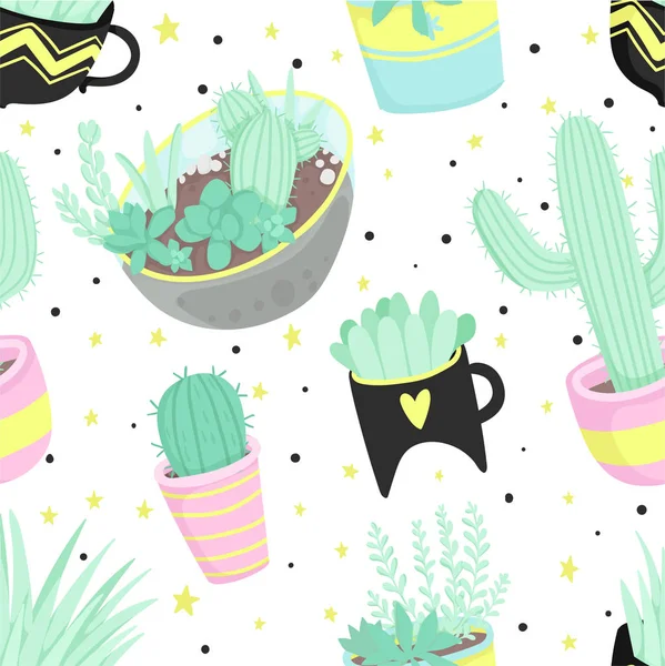 Lindo Tema Verano Ilustración Vectorial Cactus Contexto — Archivo Imágenes Vectoriales