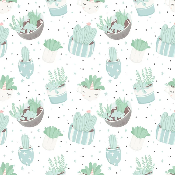 Leuke Zomer Thema Vector Illustratie Van Cactussen — Stockvector