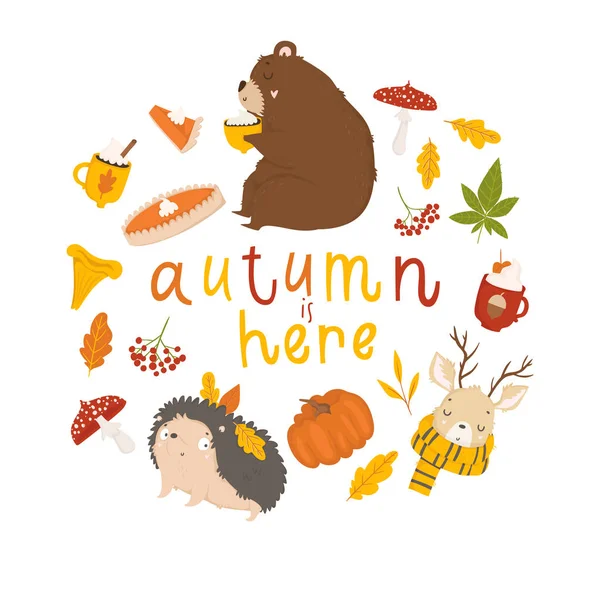 Colorful Autumn Illustration Vector — Stock Vector