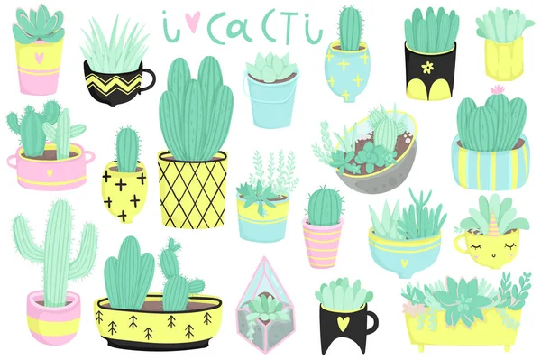 Lindo Tema Verano Ilustración Vectorial Cactus — Archivo Imágenes Vectoriales