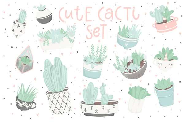 Lindo Tema Verano Ilustración Vectorial Cactus — Vector de stock