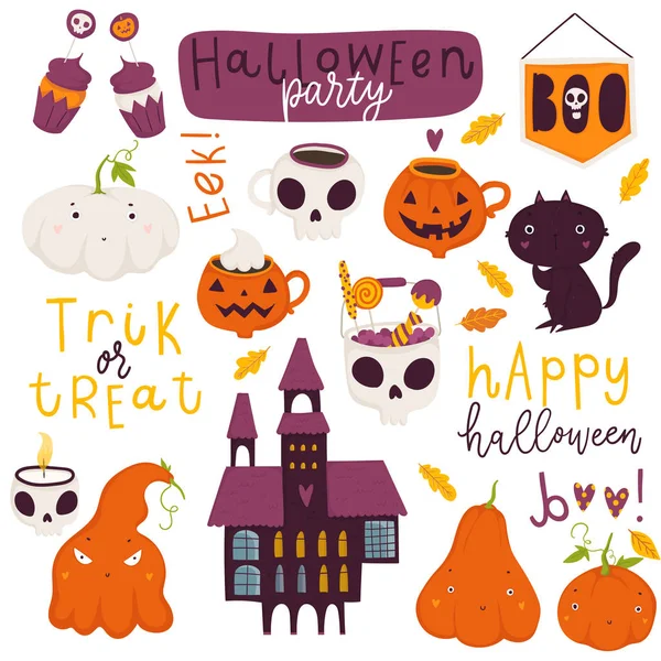 Illustrazione Vettoriale Biglietto Halloween — Vettoriale Stock