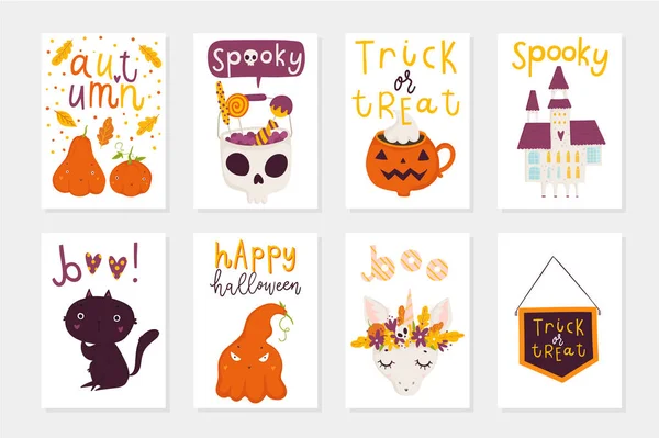 Ilustración Vectorial Tarjetas Halloween — Archivo Imágenes Vectoriales