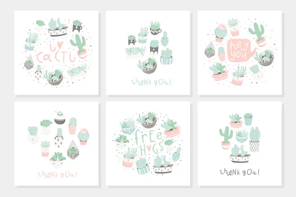 Cute Summer Theme Vector Illustration Cacti — Stock Vector