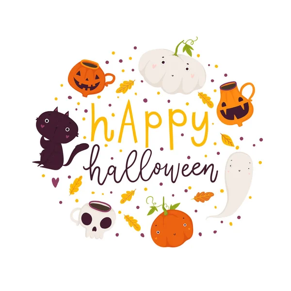 Vector Illustration Halloween Holiday Card — Stock Vector