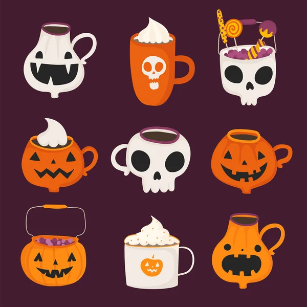 Vektoros Illusztráció Halloween Csészék Háttér — Stock Vector