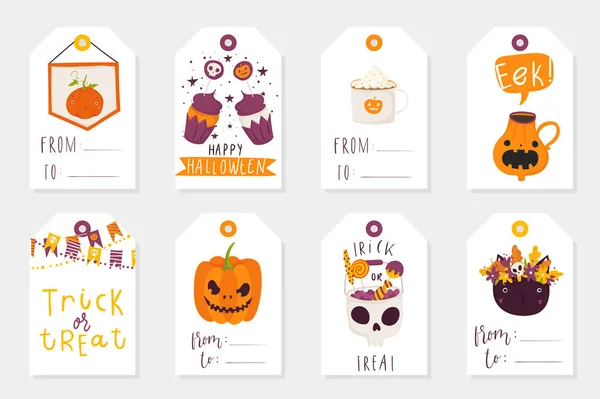 Ilustración Vectorial Tarjetas Halloween Set — Archivo Imágenes Vectoriales