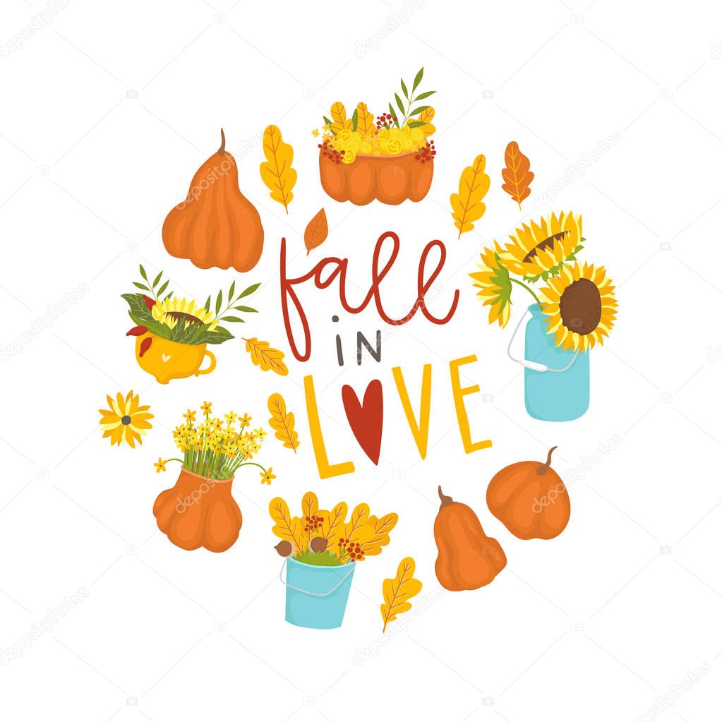 Colorful autumn illustration. Vector 